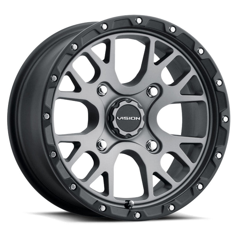 Vision Wheel ATV - 545 ROCKER - Grey - Satin Grey - 14" x 7", 38 Offset, 4x110 (Bolt Pattern), 86mm HUB