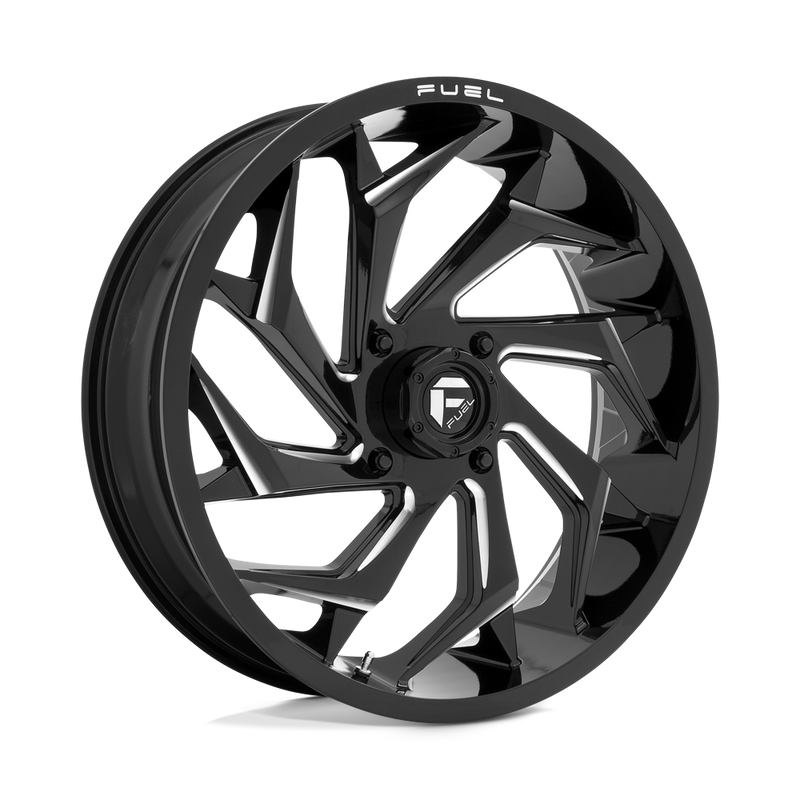 Fuel UTV - D753 REACTION - Black - GLOSS BLACK MILLED - 24" x 7", 13 Offset, 4x137 (Bolt Pattern), 110.1mm HUB