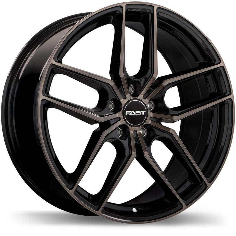 Fast Wheels - Aristo - Black - Gloss Black with Machined Face and Smoked Clear - 18" x 8.5", 40 Offset, 5x105 (Bolt Pattern), 72.6mm HUB