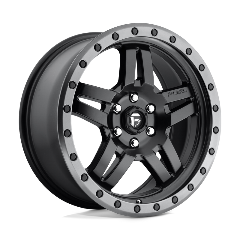Fuel - D557 ANZA - Black - MATTE BLACK GUN METAL RING - 18" x 8", 27 Offset, 6x120 (Bolt Pattern), 67.1mm HUB