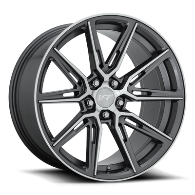Niche - M220 GEMELLO - Gunmetal - GLOSS ANTHRACITE MACHINED - 20" x 10.5", 2 Offset, 5x115 (Bolt Pattern), 71.5mm HUB