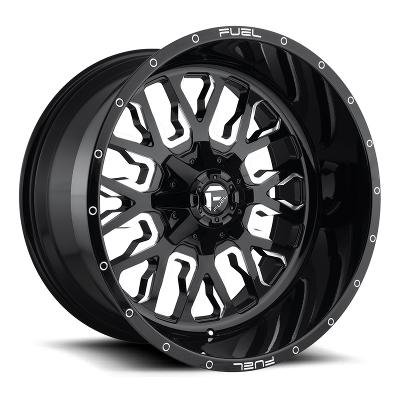 Fuel - D611 STROKE - Black - GLOSS BLACK MILLED - 24" x 14", -75 Offset, 6x135/139.7 (Bolt Pattern), 106.1mm HUB