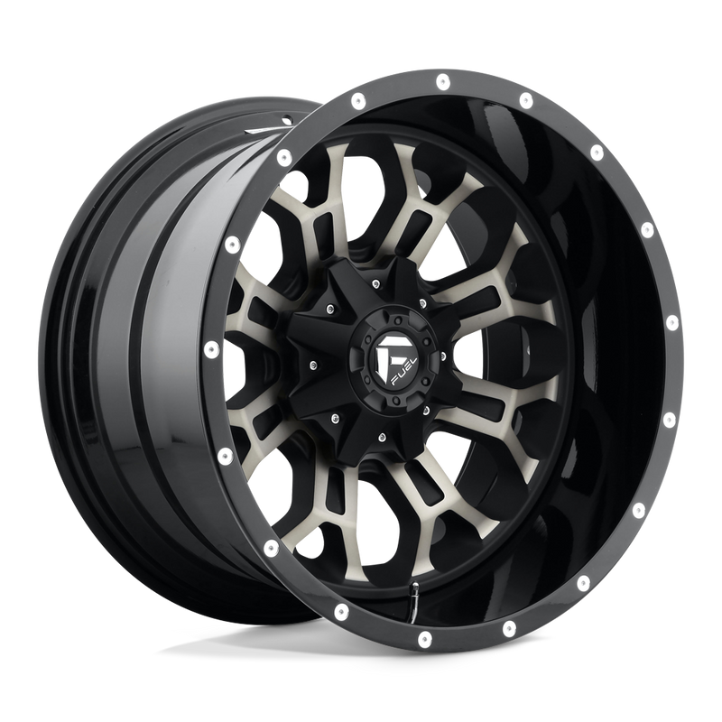 Fuel - D561 CRUSH - Black - GLOSS MACHINED DOUBLE DARK TINT - 18" x 9", 19 Offset, 6x135/139.7 (Bolt Pattern), 106.1mm HUB