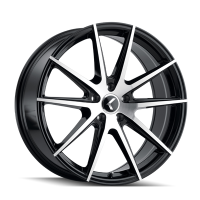 Kraze Wheels - KR193 - Black - BLACK/MACHINED FACE - 18" x 8", 40 Offset, 5x112 (Bolt Pattern), 66.6mm HUB