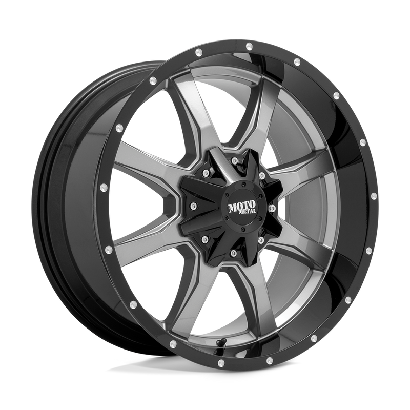 Moto Metal - MO970 - Gunmetal - GLOSS GRAY CENTER GLOSS BLACK LIP - 18" x 10", -24 Offset, 5x127/139.7 (Bolt Pattern), 78.1mm HUB