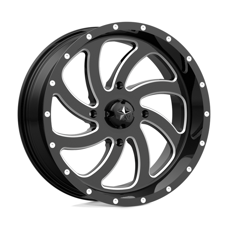 MSA Offroad Wheels - M36 SWITCH - Black - GLOSS BLACK MILLED - 22" x 7", 0 Offset, 4x156 (Bolt Pattern), 132mm HUB