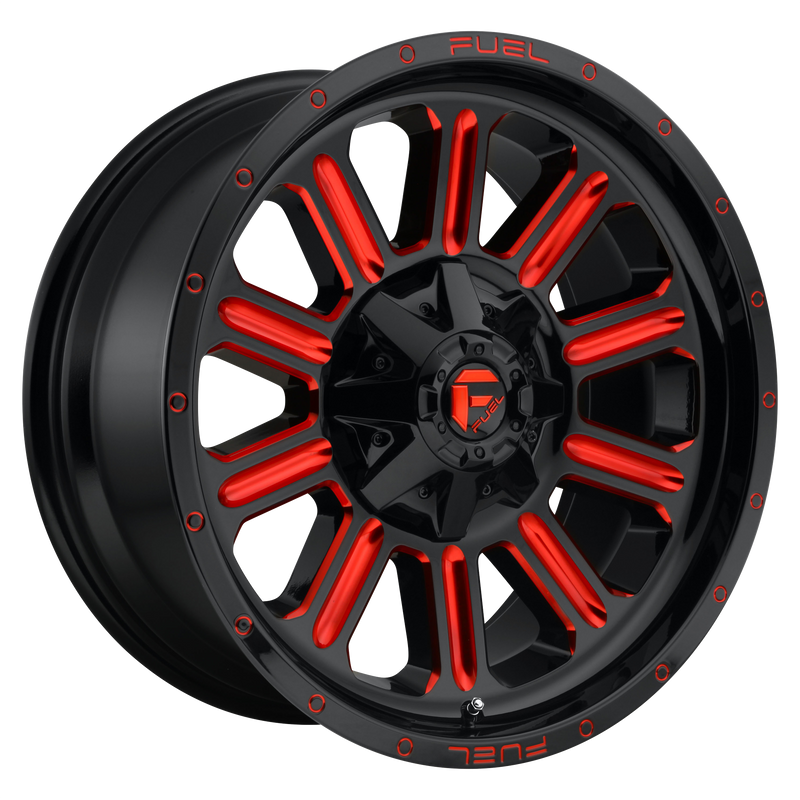 Fuel - D621 HARDLINE - Black - GLOSS BLACK RED TINTED CLEAR - 22" x 10", -18 Offset, 8x170 (Bolt Pattern), 125.1mm HUB