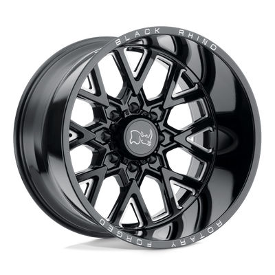Black Rhino - GRIMLOCK - Black - Gloss Black & Milled - 22" x 11.5", -44 Offset, 5x127 (Bolt Pattern), 71.5mm HUB