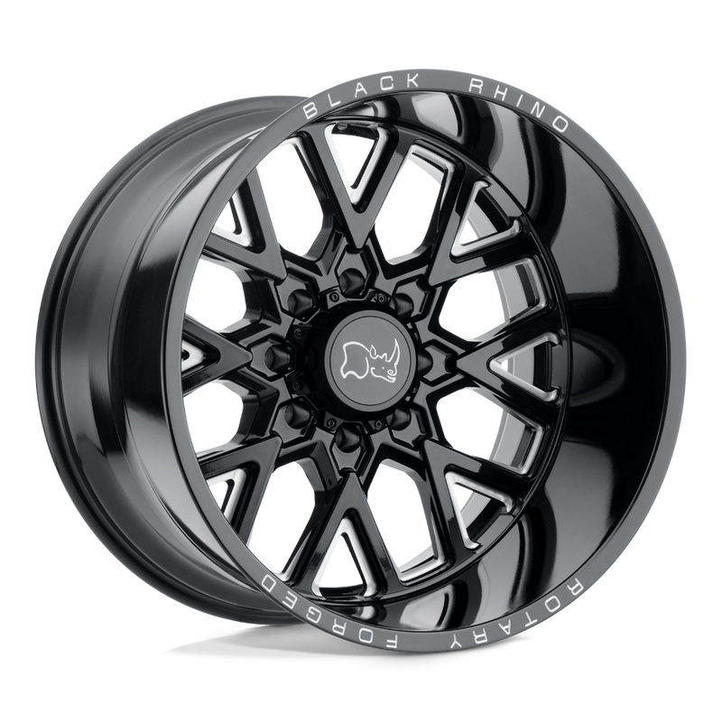 Black Rhino - GRIMLOCK - Black - Gloss Black & Milled - 22" x 11.5", -44 Offset, 5x127 (Bolt Pattern), 71.5mm HUB