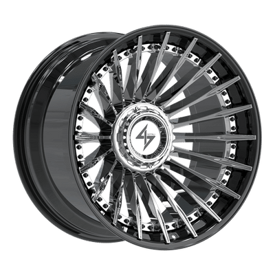 Sentali - BFX-1 - Black - Gloss Black Lip / Chrome Centre - 22" x 10", -24 Offset, 6x135/139.7 (Bolt pattern), 106.1mm HUB