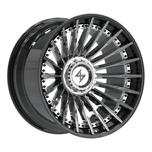 Sentali - BFX-1 - Black - Gloss Black Lip / Chrome Centre - 22" x 10", -24 Offset, 6x135/139.7 (Bolt pattern), 106.1mm HUB