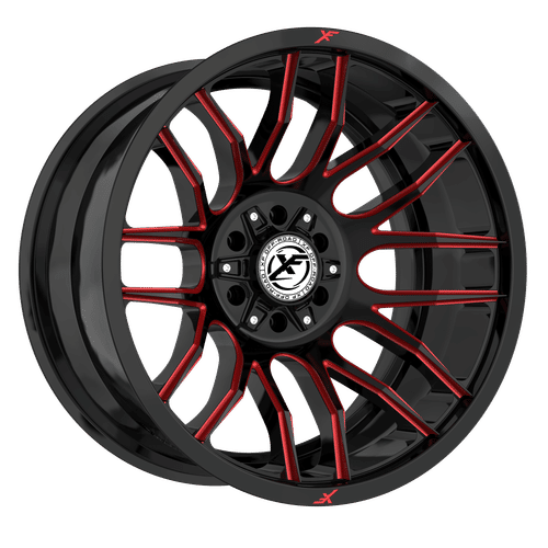 XF Off-Road - XF-232 - Black - Gloss Black Milled Red - 20" x 10", -12 Offset, 5x127/139.7 (Bolt pattern), 78.1mm HUB
