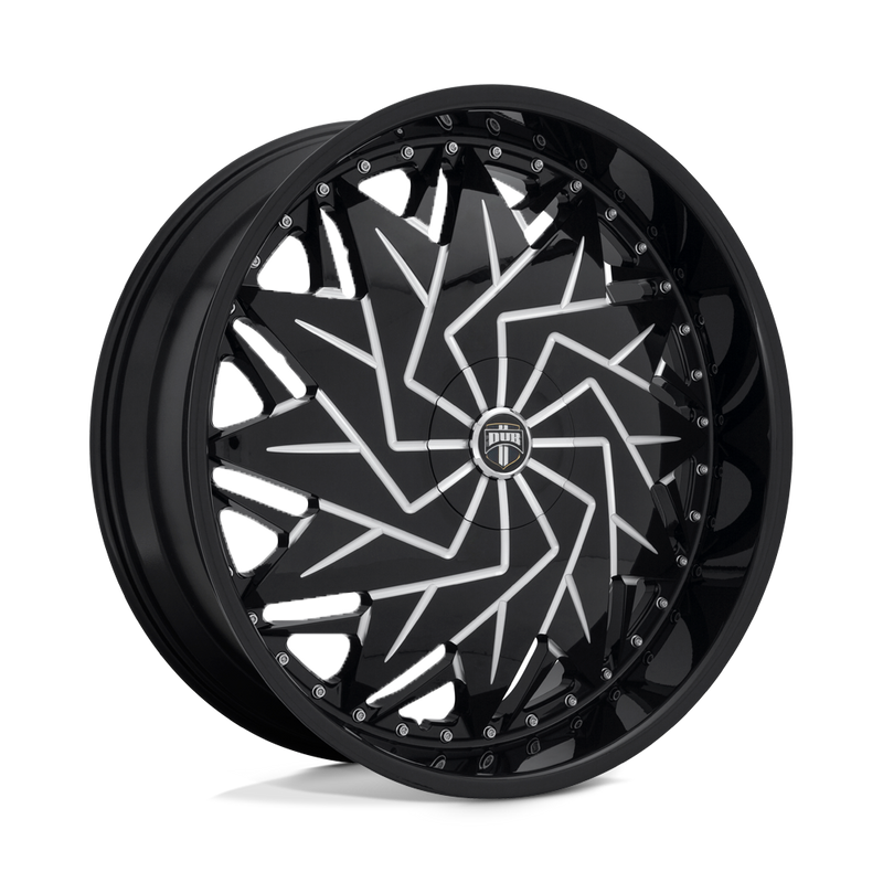 DUB - S231 DAZR - Black - GLOSS BLACK MILLED - 26" x 9", 15 Offset, 5x115/120 (Bolt Pattern), 72.6mm HUB