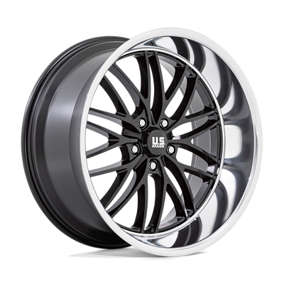 US Mag - U138 SANTA CRUZ - Black - GLOSS BLACK WITH DIAMOND CUT LIP - 22" x 10.5", 0 Offset, 5x127 (Bolt Pattern), 78.1mm HUB
