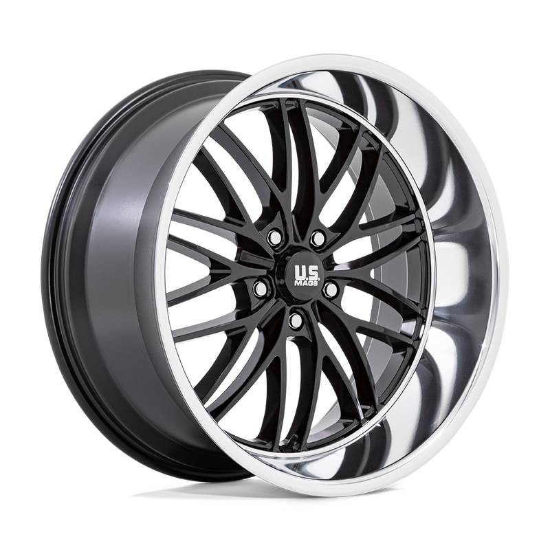 US Mag - U138 SANTA CRUZ - Black - GLOSS BLACK WITH DIAMOND CUT LIP - 22" x 10.5", 0 Offset, 5x127 (Bolt Pattern), 78.1mm HUB