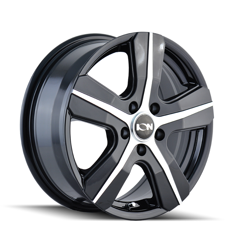 Ion Alloy - 101 - Black - GLOSS BLACK/MACHINED FACE - 16" x 7", 55 Offset, 5x160 (Bolt Pattern), 65.1mm HUB