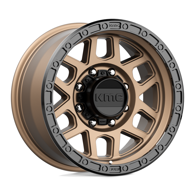 KMC Wheels - KM544 MESA - Bronze - MATTE BRONZE WITH BLACK LIP - 17" x 9", -12 Offset, 8x165.1 (Bolt Pattern), 125.1mm HUB