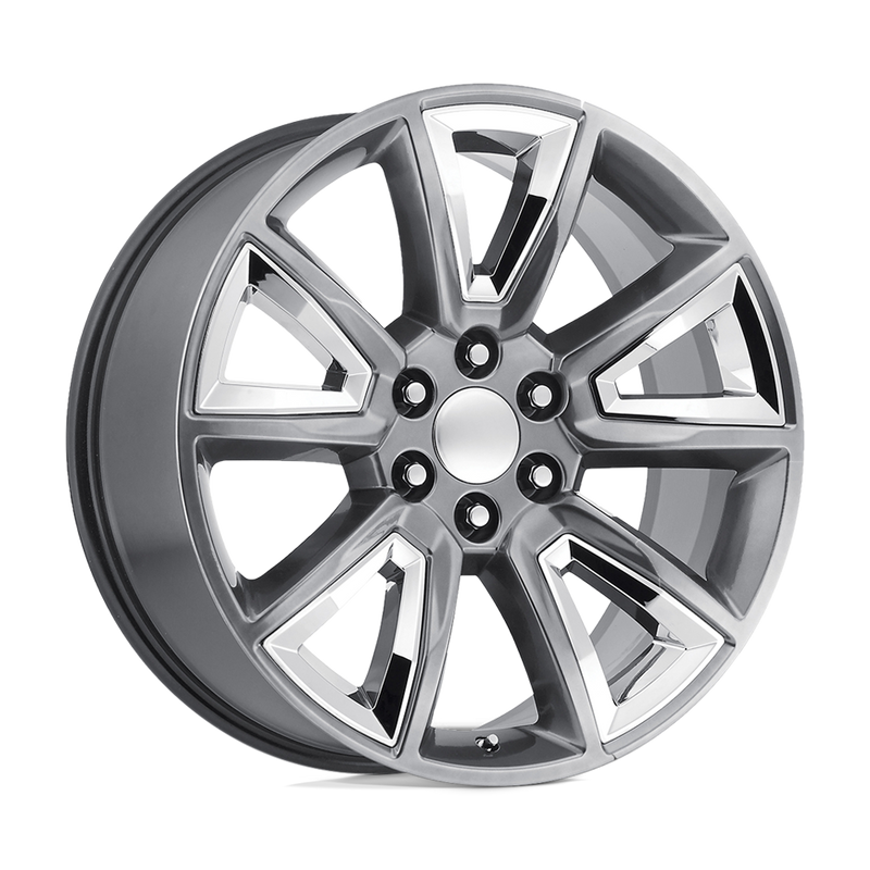 OE Creations - PR168 - Silver - HYPER SILVER WITH CHROME ACCENTS - 22" x 9", 24 Offset, 6x139.7 (Bolt Pattern), 78.1mm HUB