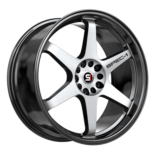 Spec-1 Racing - SPT-33 - Black - Gloss Black Machined - 18" x 8.5", 38 Offset, 5x112/114.3 (Bolt pattern), 73.1mm HUB