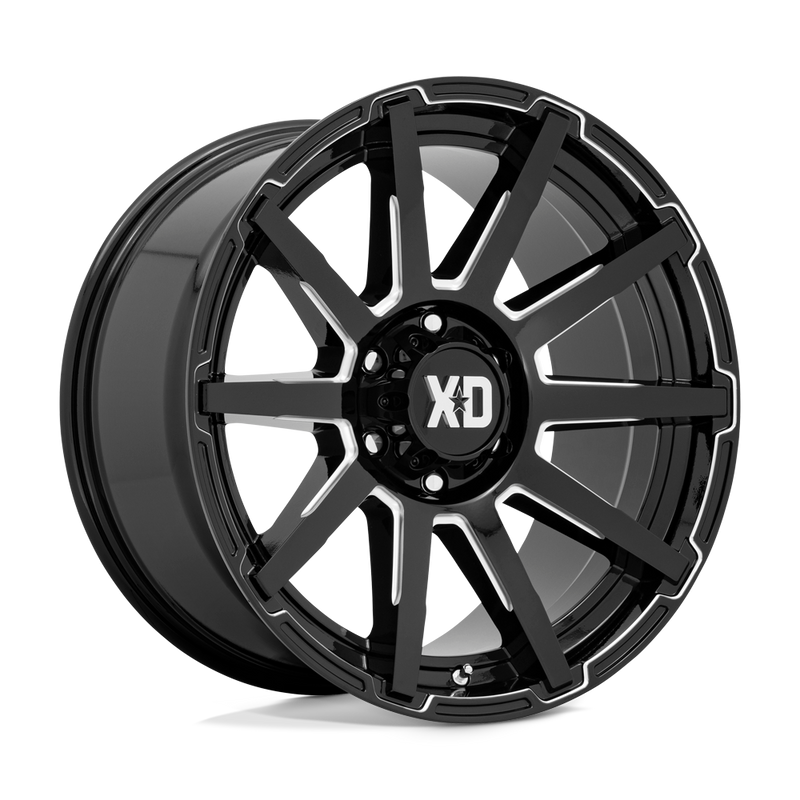 XD Series - XD847 OUTBREAK - Black - GLOSS BLACK MILLED - 20" x 10", 12 Offset, 6x135 (Bolt Pattern), 87.1mm HUB