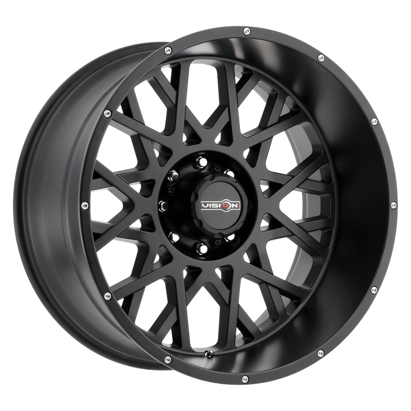 Vision Wheel Off-Road - 412 ROCKER - Black - Satin Black - 20" x 9", 12 Offset, 8x165.1 (Bolt Pattern), 125.2mm HUB