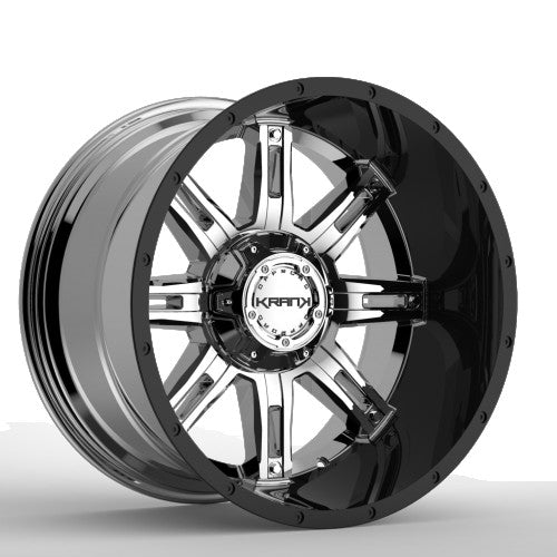 KranK Off-road - Shaft - Chrome - Chrome Gloss Black Barrel - 20" x 9", 18 Offset, 8x180 (Bolt Pattern), 124.4mm HUB