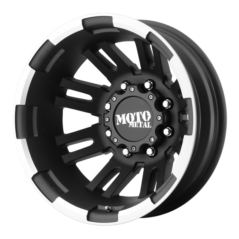 Moto Metal - MO963 - Gunmetal - MATTE BLACK MACHINED - REAR - 17" x 6", -134 Offset, 8x165.1 (Bolt Pattern), 125.1mm HUB