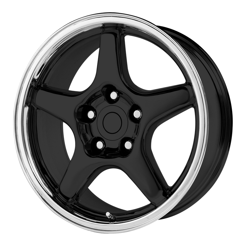 OE Creations - PR103 - Black - GLOSS BLACK/MACHINED LIP - 17" x 9.5", 56 Offset, 5x120.65 (Bolt Pattern), 70.7mm HUB
