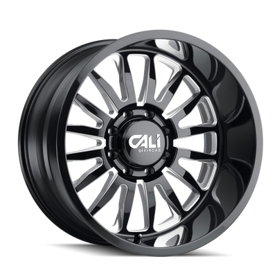 Cali Off-Road - SUMMIT - Black - GLOSS BLACK/MILLED SPOKES - 20" x 9", 0 Offset, 5x139.7 (Bolt Pattern), 87.1mm HUB