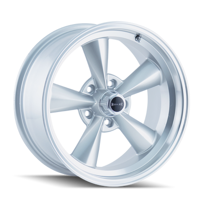 Ridler - 675 - Silver - SILVER/MACHINED LIP - 15" x 8", -12 Offset, 5x114.3 (Bolt Pattern), 83.8mm HUB