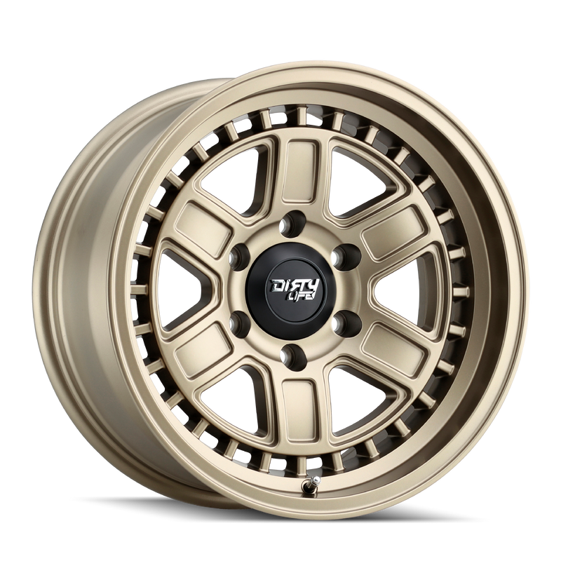 Dirty Life - CAGE - Gold - MATTE GOLD - 17" x 8.5", -6 Offset, 5x127 (Bolt Pattern), 78.1mm HUB