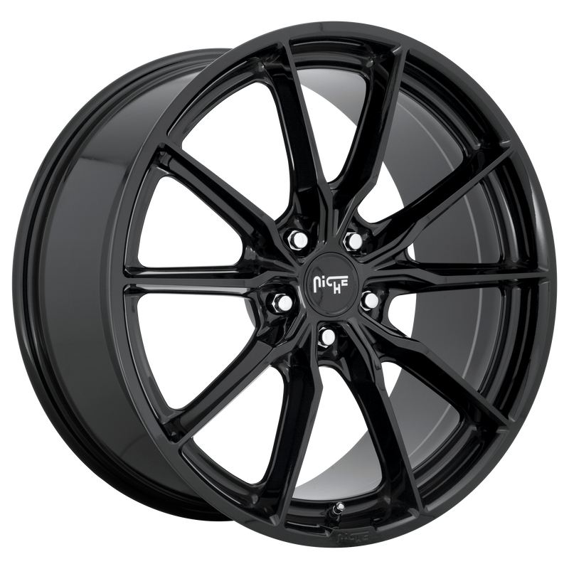 Niche - M240 RAINIER - Black - GLOSS BLACK - 19" x 8.5", 25 Offset, 5x112 (Bolt Pattern), 66.56mm HUB