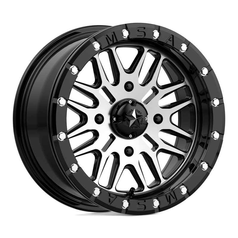 MSA Offroad Wheels - M37 BRUTE BEADLOCK - Black - GLOSS BLACK MACHINED - 15" x 7", 10 Offset, 4x137 (Bolt Pattern), 112.1mm HUB