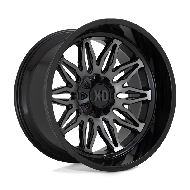 XD Series - XD859 GUNNER - Black - GLOSS BLACK MACHINED WITH GRAY TINT - 22" x 10", -18 Offset, 5x127/139.7 (Bolt Pattern), 78.1mm HUB