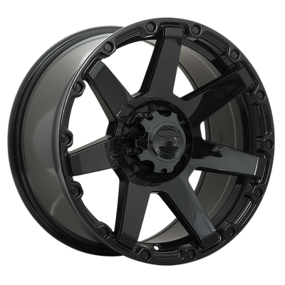 Dai Alloys - Barrett - Black - Gloss Black - 17" x 8", 20 Offset, 6x139.7 (Bolt Pattern), 108.1mm HUB