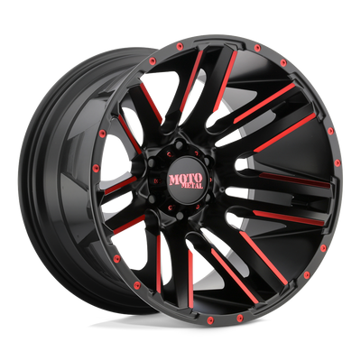 Moto Metal - MO978 RAZOR - Black - SATIN  BLACK MACHINED RED TINT - 20" x 10", -24 Offset, 5x127 (Bolt Pattern), 78.1mm HUB