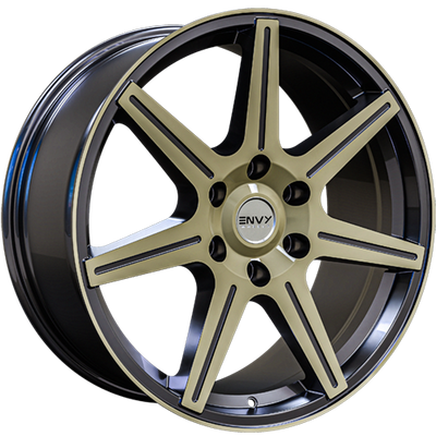 Envy Wheels - ELITE - Black - BLACK WITH BRUSHED TITANIUM GREY FACE - 18" x 8", 25 Offset, 6x139.7 (Bolt Pattern), 106.1mm HUB