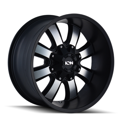 Ion Alloy - 189 - Black - SATIN BLACK/MACHINED FACE - 18" x 10", -19 Offset, 5x127/139.7 (Bolt Pattern), 87mm HUB