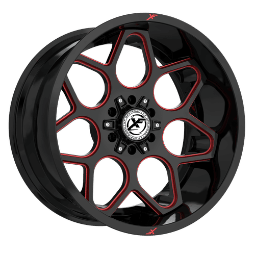 XF Off-Road - XF-233 - Black - Gloss Black Milled Red - 20" x 10", -12 Offset, 6x135/139.7 (Bolt pattern), 106.4mm HUB