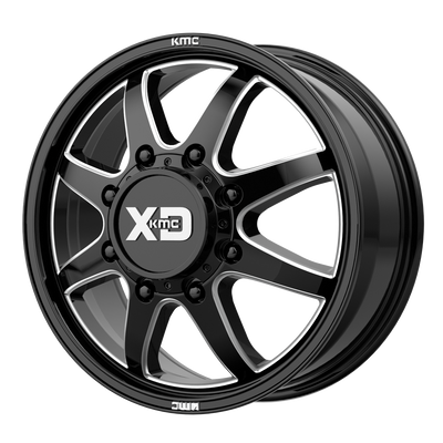 XD Series - XD845 PIKE DUALLY - Black - GLOSS BLACK MILLED - FRONT - 20" x 8", 15 Offset, 8x165.1 (Bolt Pattern), 117mm HUB