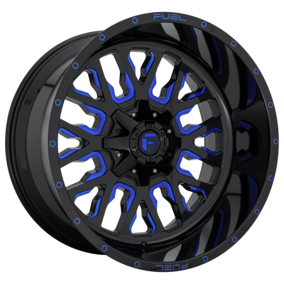 Fuel - D645 STROKE - Black - GLOSS BLACK BLUE TINTED CLEAR - 18" x 9", 1 Offset, 8x180 (Bolt Pattern), 124.2mm HUB