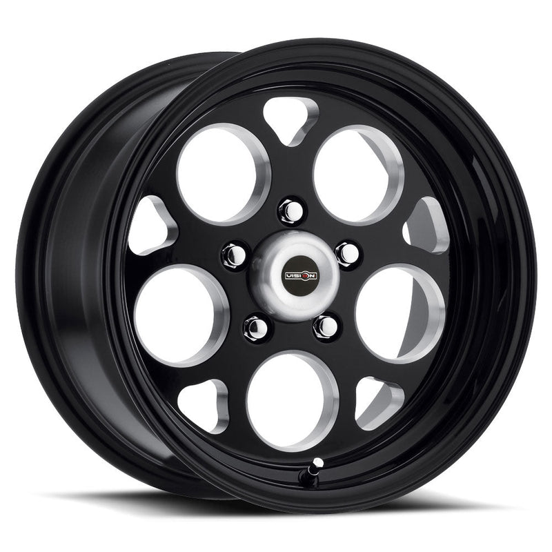 Vision Wheel American Muscle - 561 SPORT MAG - Black - Gloss Black with Milled Windows - 15" x 7", 0 Offset, 5x114.3 (Bolt Pattern), 83.1mm HUB