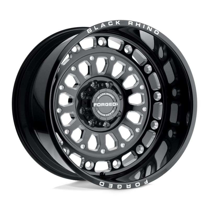 Black Rhino - CENTURION - Black - Gloss Black with Milled Spokes - 20" x 10", -23 Offset, 6x139.7 (Bolt Pattern), 112.1mm HUB