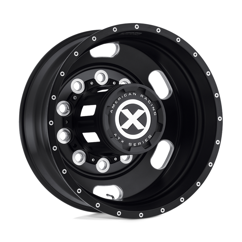 ATX - AO402 INDY - Black - SATIN BLACK MILLED - 22.5" x 8.25", -167 Offset, 10x285.75 (Bolt Pattern), 220.1mm HUB