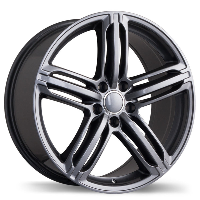 Replika - R133A - Gunmetal - Gloss Gunmetal - 17" x 8", 35 Offset, 5x112 (Bolt Pattern), 66.5mm HUB