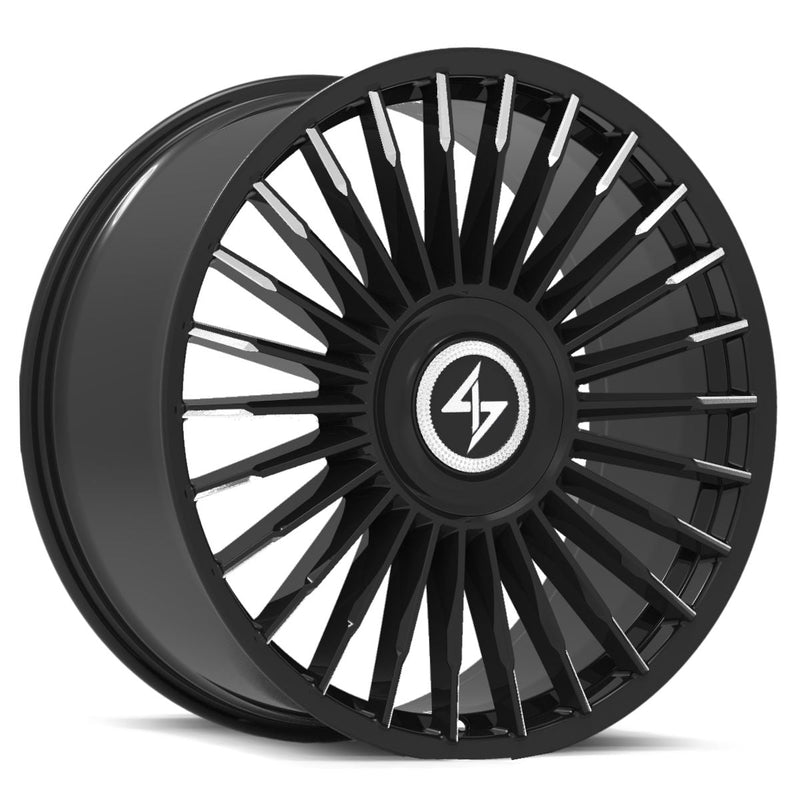 Sentali - Royale - Black - Gloss Black Milled Tips - 20" x 10.5", 25 Offset, 5x112/114.3 (Bolt pattern), 73.1mm HUB