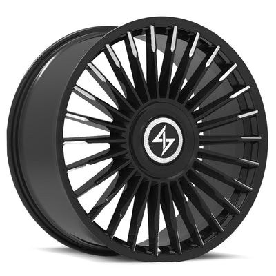 Sentali - Royale - Black - Gloss Black Milled Tips - 24" x 10", 10 Offset, 5x130 (Bolt pattern), 84.1mm HUB