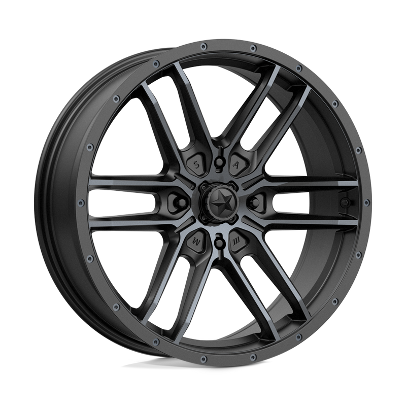 MSA Offroad Wheels - M43 FANG - Black - SATIN BLACK WITH TITANIUM TINT - 20" x 7", 10 Offset, 4x137 (Bolt Pattern), 112.1mm HUB