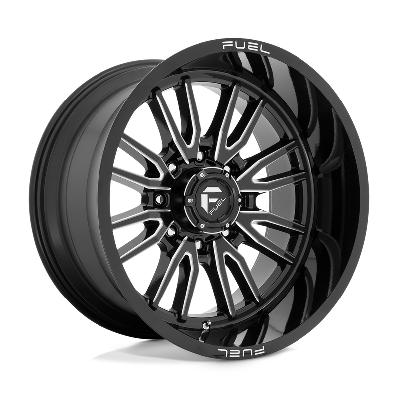 Fuel - D761 CLASH - Black - GLOSS BLACK MILLED - 22" x 12", -44 Offset, 8x180 (Bolt Pattern), 124.2mm HUB
