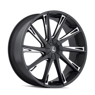 Kraze Wheels - SWAGG - Black - BLACK/MILLED - 24" x 9.5", 18 Offset, 5x127/139.7 (Bolt Pattern), 87mm HUB